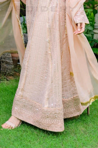 Picture of Manahils - Safiyya RTW Collection - Peach-Cedar-117 - Available at Raja Sahib