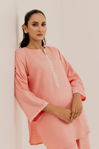 Picture of The Slay Wear - Basic Stitched - Peach Embroidered Set - Available at Raja Sahib