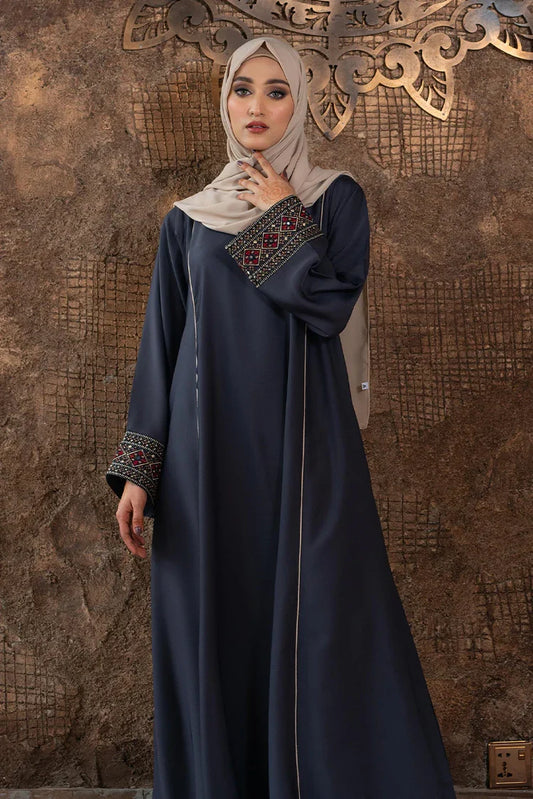 Picture of Malbus - Plain - Abaya - Charcoal Grey - Available at Raja Sahib