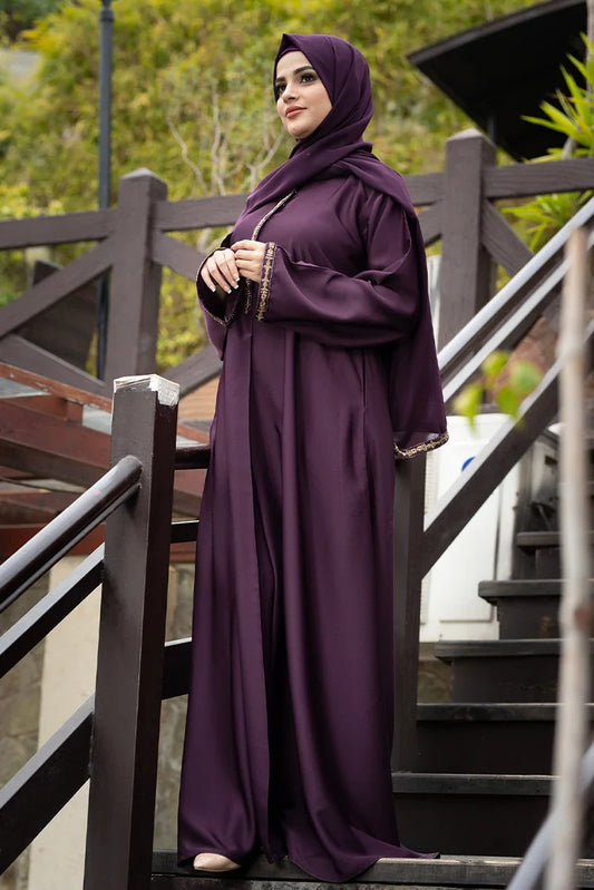 Picture of Malbus - Plain - Abaya - Raisin Purple - Available at Raja Sahib