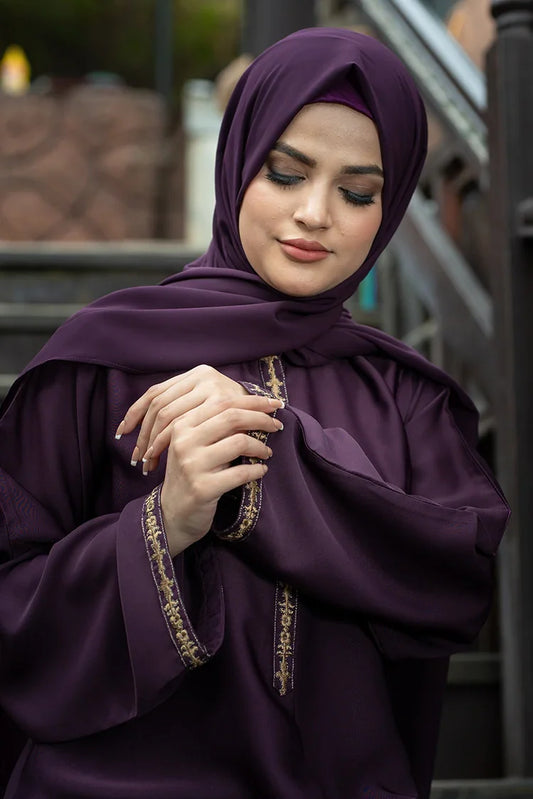 Picture of Malbus - Plain - Abaya - Raisin Purple - Available at Raja Sahib