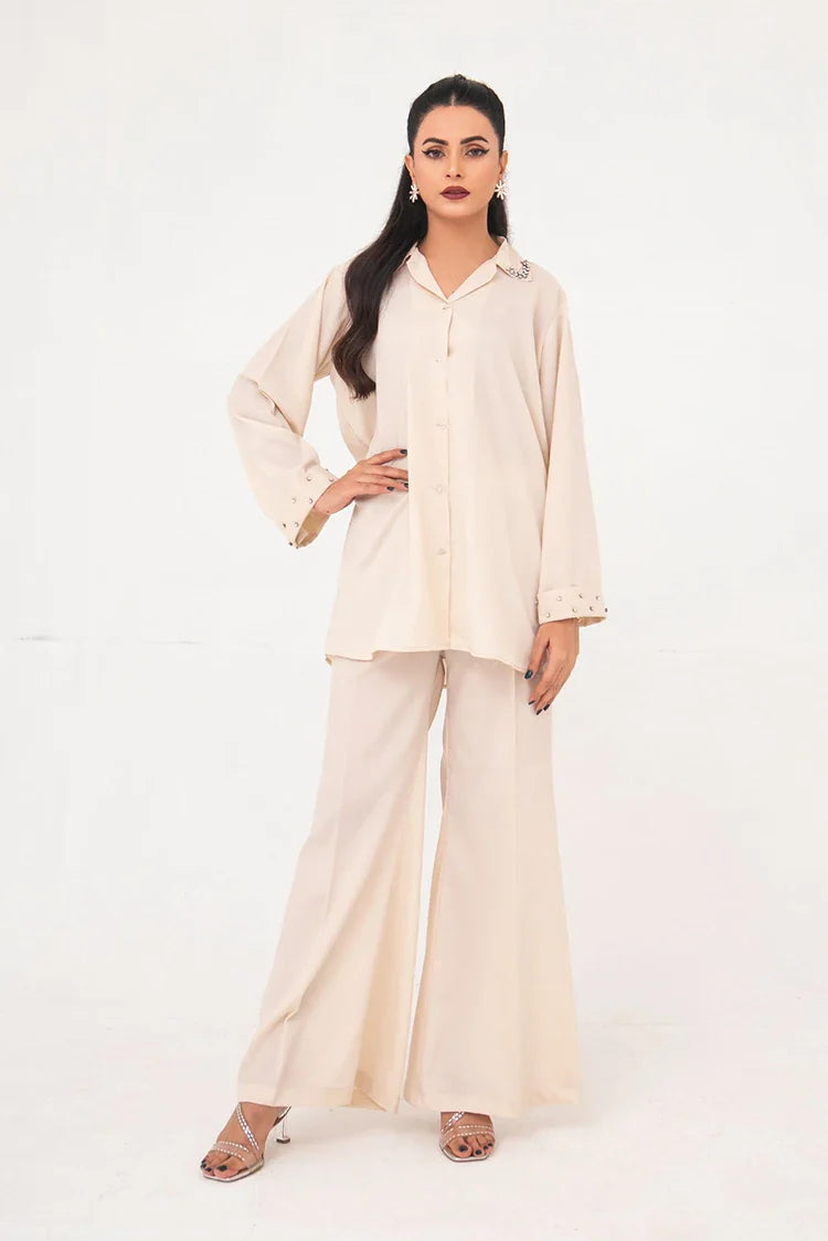 Picture of The Slay Wear - Co-ord Set - Powdered Pearl - Available at Raja Sahib