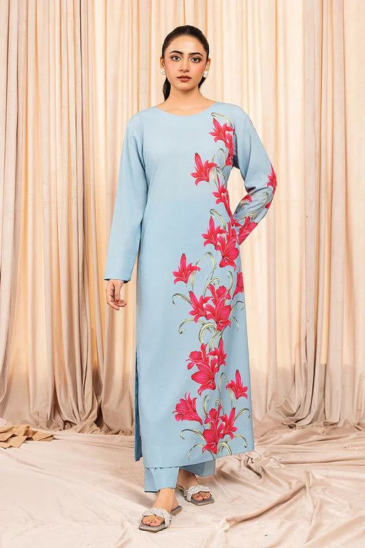 Picture of Stitch Vibes - Frosted Blue Dress - 2 Piece - PYT7474 - Available at Raja Sahib