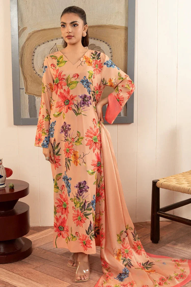 Picture of Stitch Vibes - Basic Wear Pret - 3 PC - Coral Floral Dress - Available at Raja Sahib