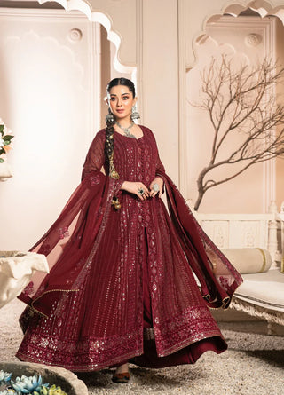 Picture of Abaan Zohan - Rang e Haya Collection - Zeno Maroon - Available at Raja Sahib