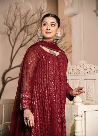 Picture of Abaan Zohan - Rang e Haya Collection - Zeno Maroon - Available at Raja Sahib