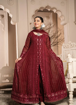 Picture of Abaan Zohan - Rang e Haya Collection - Zeno Maroon - Available at Raja Sahib