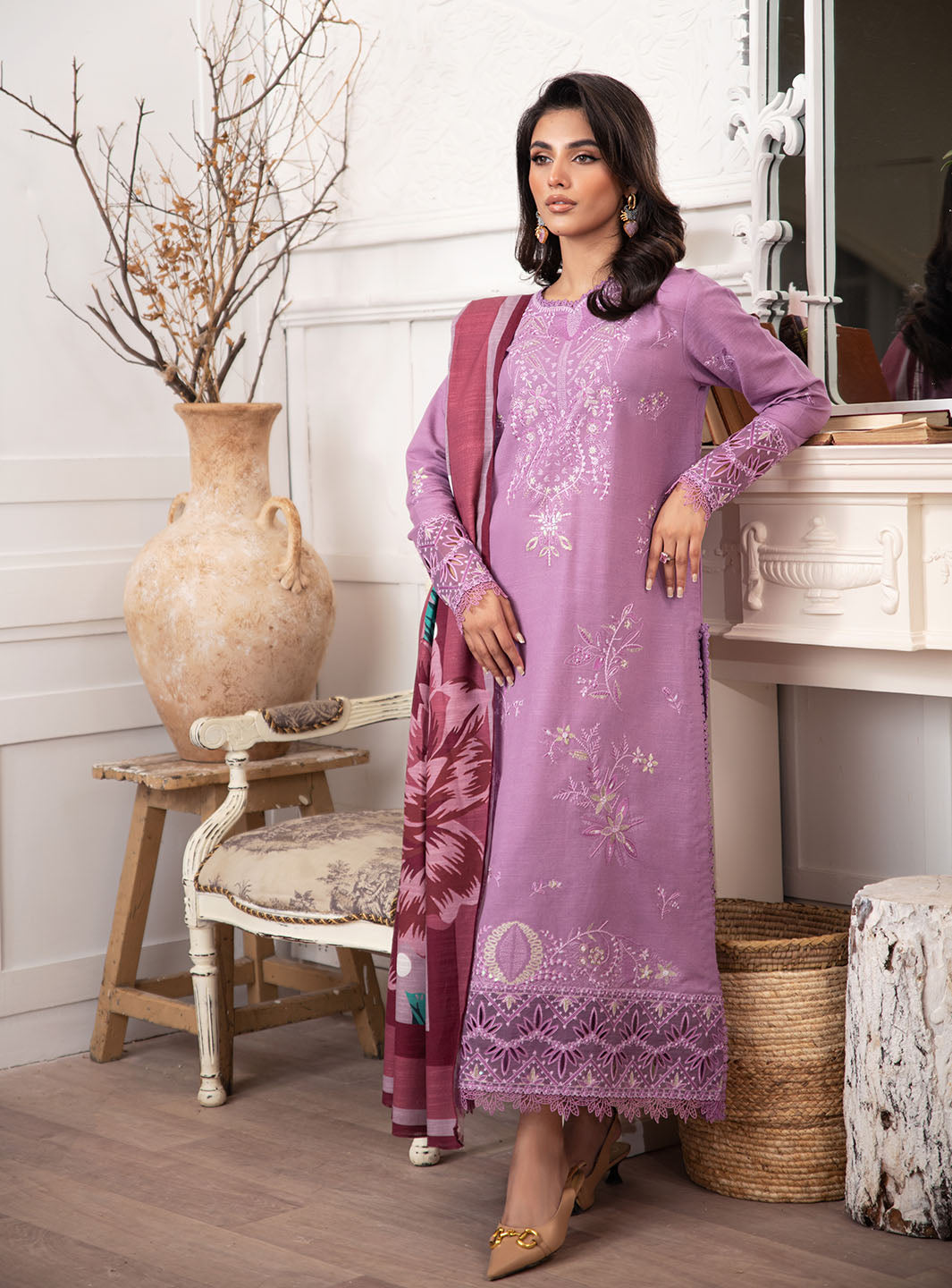 Picture of Roheenaz - Meraki Winter Collection - Mauve - Unstitched - Available at Raja Sahib