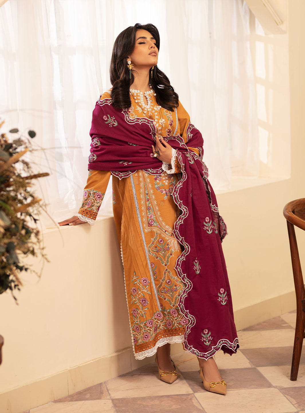 Picture of Roheenaz - Meraki Winter Collection - Saffron - Unstitched - Available at Raja Sahib