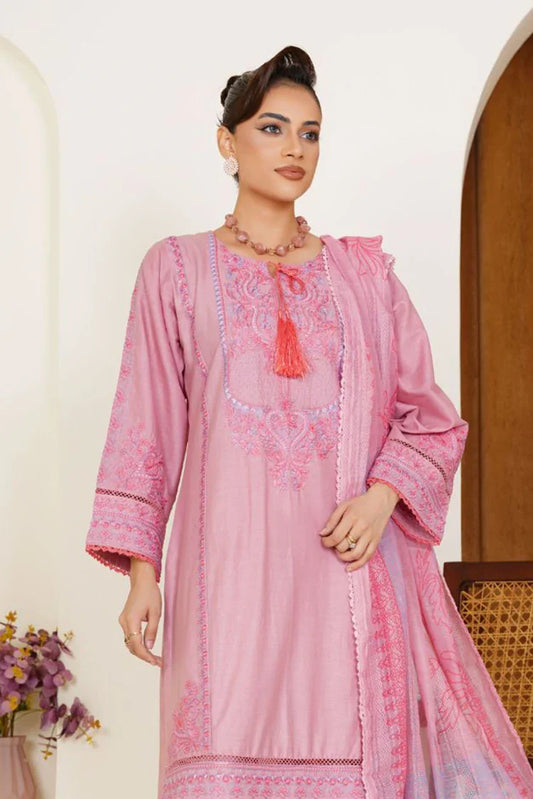 Threads & Weaves - Embroidered Lawn 3 Piece Suit - Blush Pink