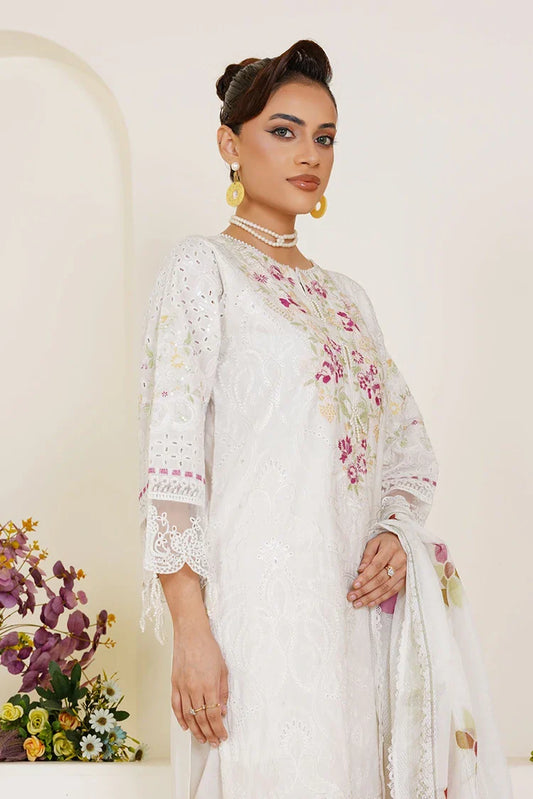 Threads & Weaves - Embroidered Lawn 3 Piece Suit - White