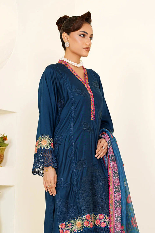 Threads & Weaves - Embroidered Viscose 3-Piece Pret Suit - Zinc