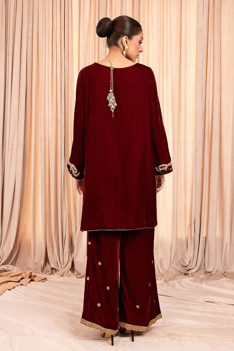 Picture of Stitch Vibes - Verina Crimson Dress - 2 Piece - RZE0133 - Available at Raja Sahib