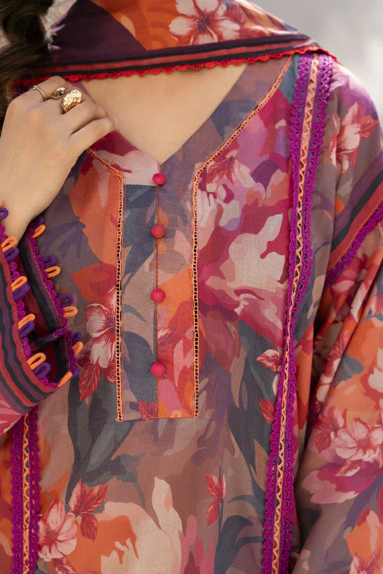 3-PC Unstitched Printed Lawn Suit