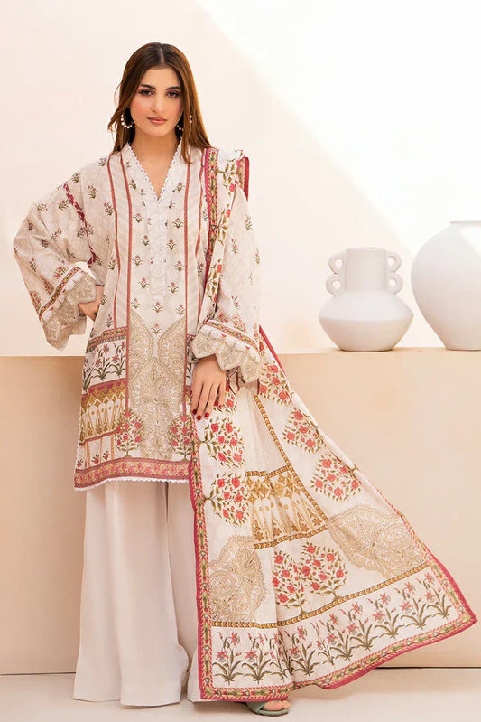 3-PC Unstitched Printed Lawn Suit