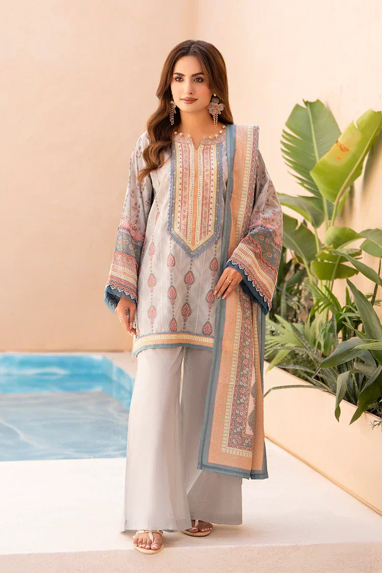 3-PC Unstitched Printed Lawn Suit