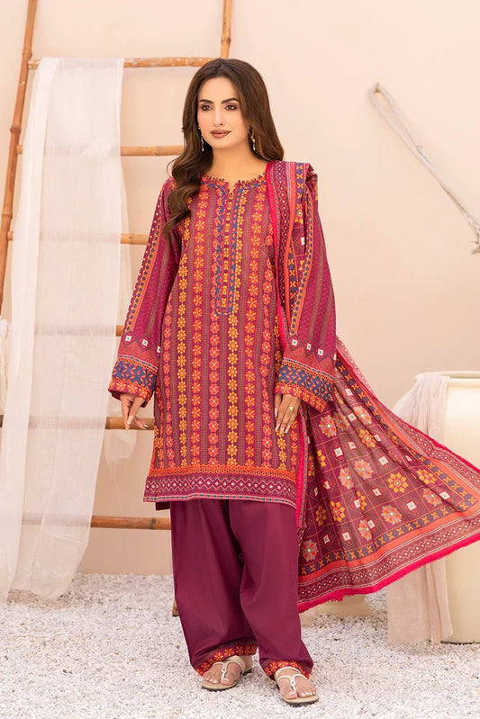 3-PC Unstitched Printed Lawn Suit
