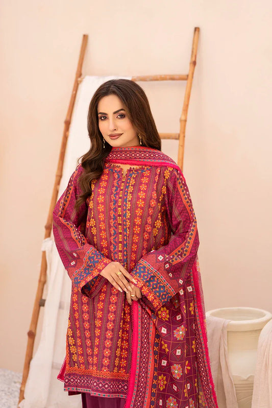 3-PC Unstitched Printed Lawn Suit