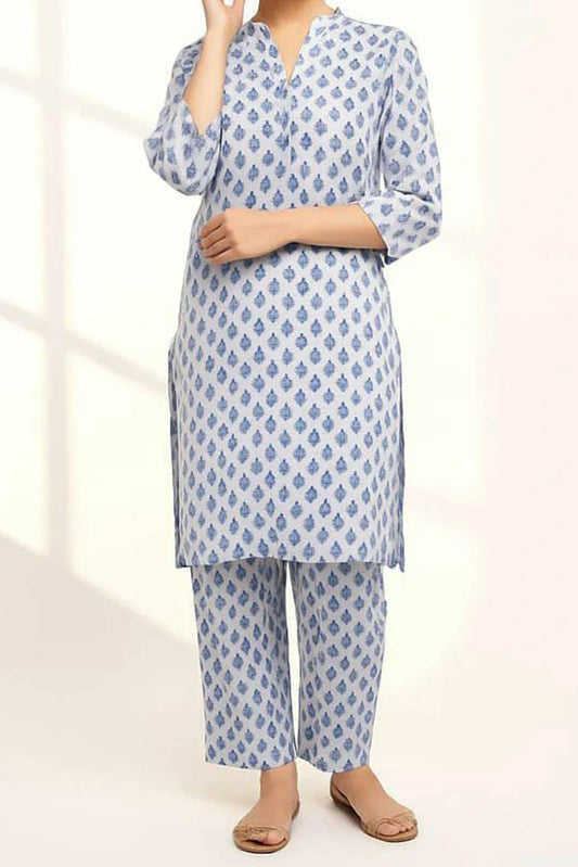 6Teen - 2 Piece - Blue Printed Lawn Coord Set