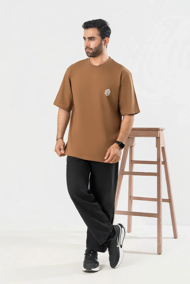 Picture of SA Pret - Brown Oversized T Shirt - Available at Raja Sahib