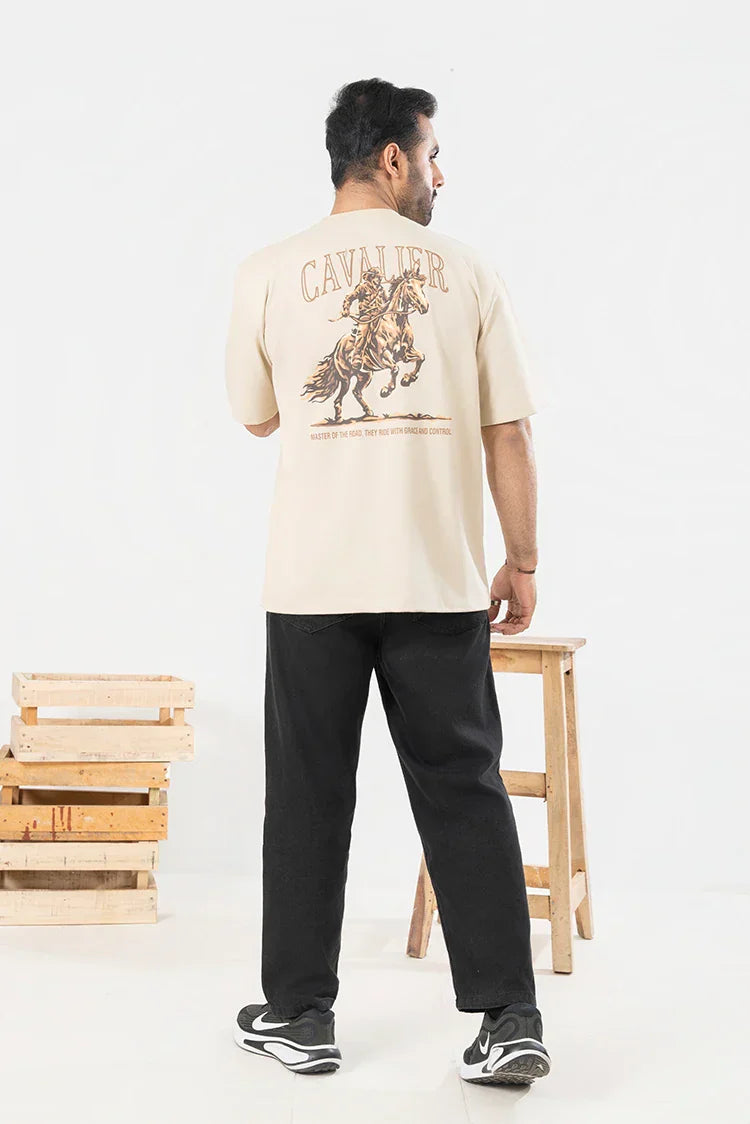 Picture of SA Pret - Cream Oversized T Shirt - Available at Raja Sahib