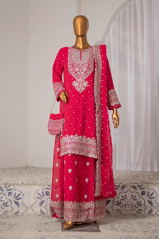 Saira Sultana - Long Shirt Plazo - Mah-Jabeen - Shocking Pink