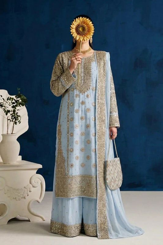 Saira Sultana - Zimal - Ice Blue - 4 Piece
