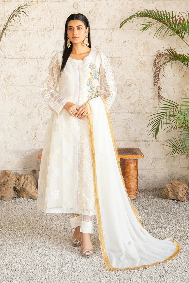 Picture of Manahils - Safiyya RTW Collection - K-139-Off White - Available at Raja Sahib