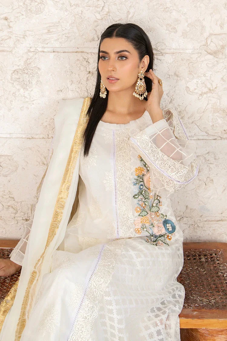 Picture of Manahils - Safiyya RTW Collection - K-139-Off White - Available at Raja Sahib