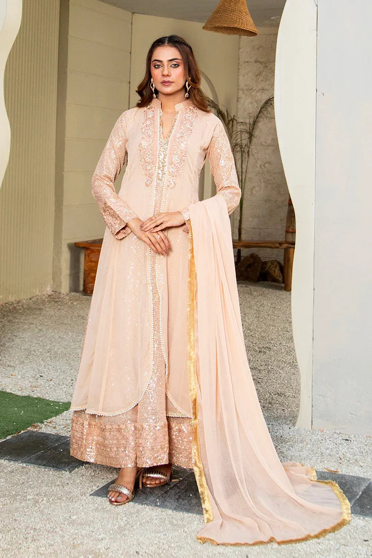 Picture of Manahils - Safiyya RTW Collection - K-147-Peach - Available at Raja Sahib