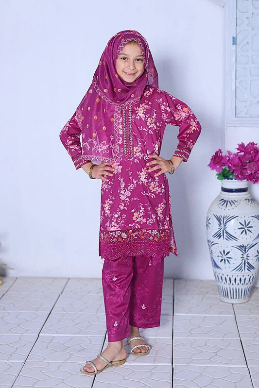 Suntex Fabrics - Printed Lawn Chikankari Embroidered Suit - 3 Piece