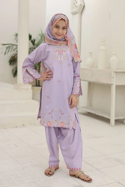 Suntex Fabrics - 3 Piece Lawn Embroidered Suit - Pastel Lavender