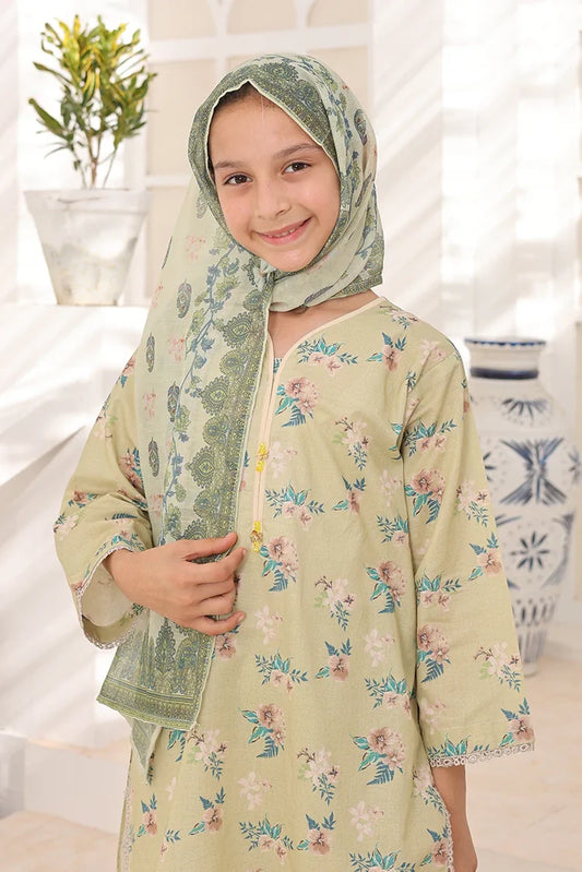 Suntex Fabrics - Pistachio Printed Lawn Suit - 3 Piece