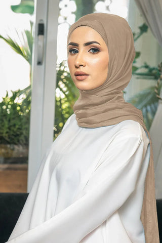 Picture of Malbus - Silk Hijab - Beige - Available at Raja Sahib