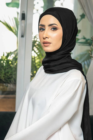 Picture of Malbus - Silk Hijab - Black - Available at Raja Sahib