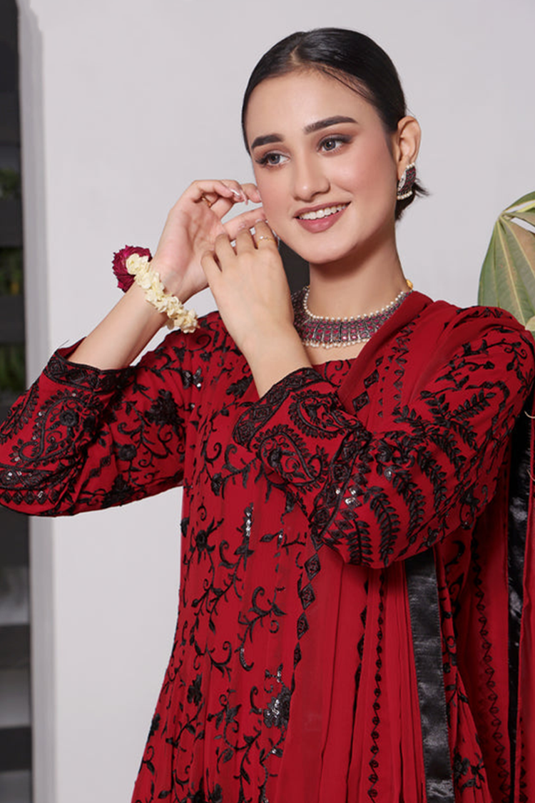 Picture of Abaan Zohan - Siyaah Collection - Red & Black - Available at Raja Sahib