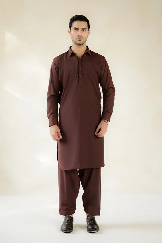 Divinely Crafted - Men Shalwar Kameez - Deep Maroon