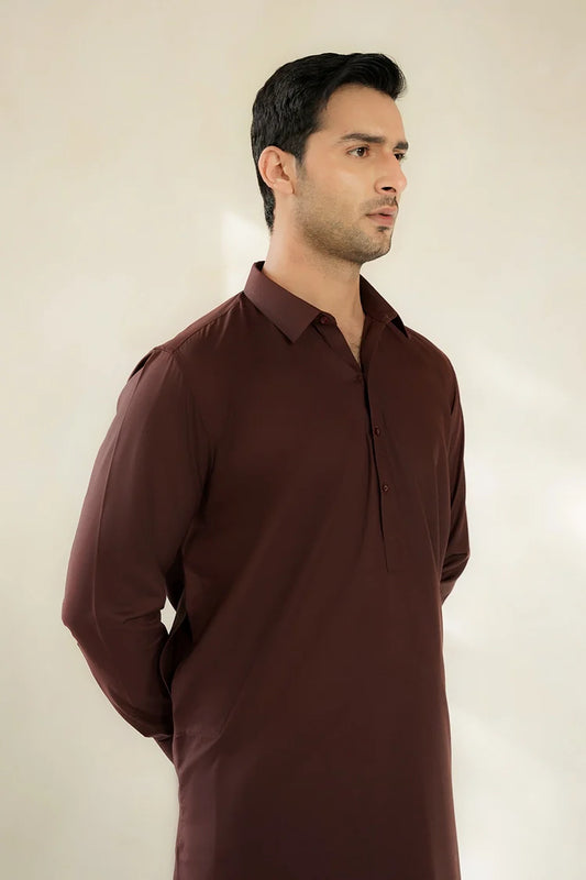 Divinely Crafted - Men Shalwar Kameez - Deep Maroon