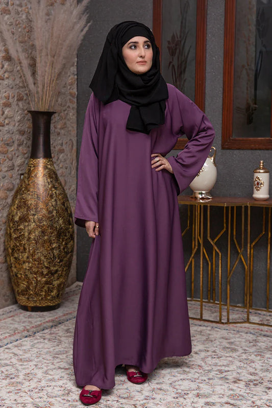 Malbus - Abaya - Light Purple Plain Straight Closed