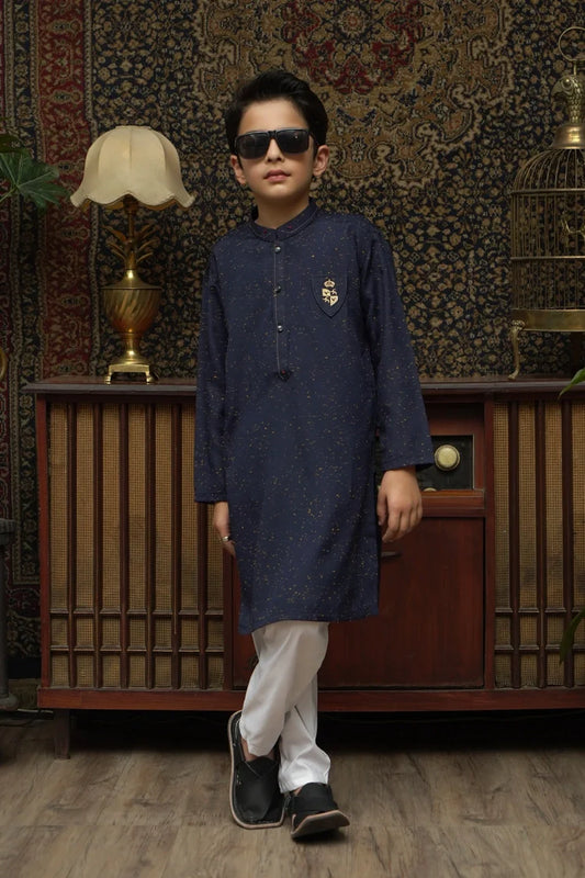 Maqsood Garments - Kid's Dotted Cotton Kurta - Blue