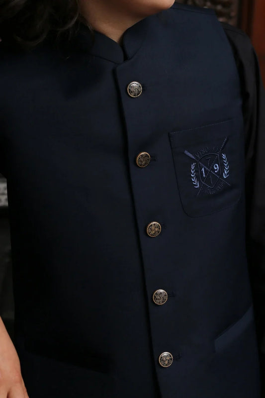 Maqsood Garments - Tropical Kid's Waistcoat - Blue