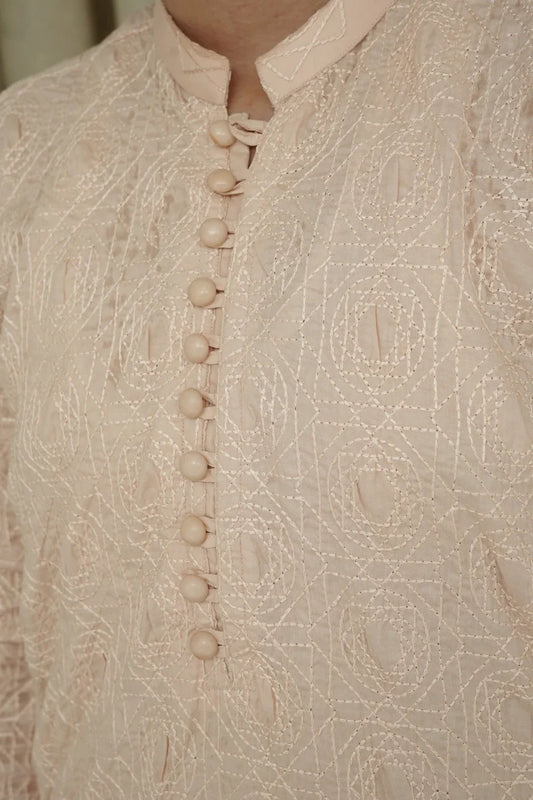 Maqsood Garments - Kid's Cotton Kameez Shalwar - Cream