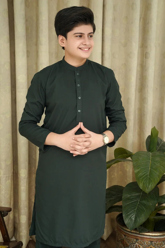 Maqsood Garments - Kid's Wash & Wear Kameez Shalwar - Green