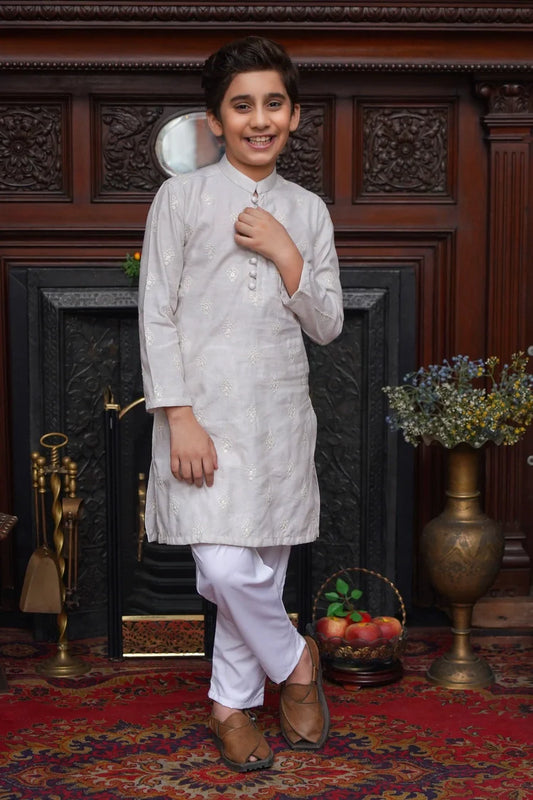 Maqsood Garments - Linen Kid's Kurta - Off White