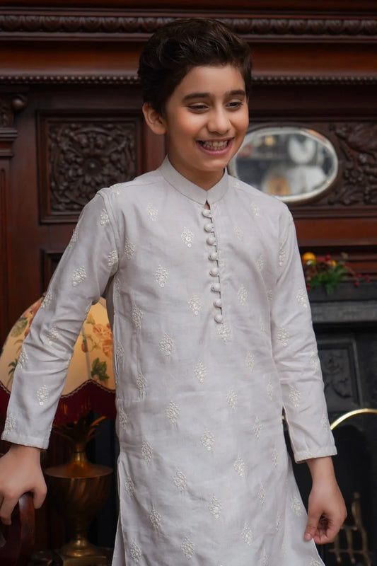 Maqsood Garments - Linen Kid's Kurta - Off White