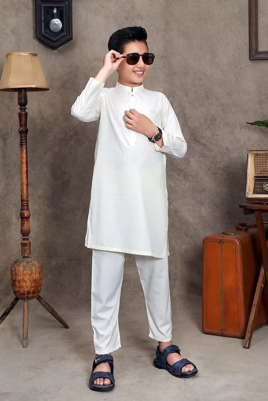 Maqsood Garments - Kid's Kameez Shalwar - Boski Off-White