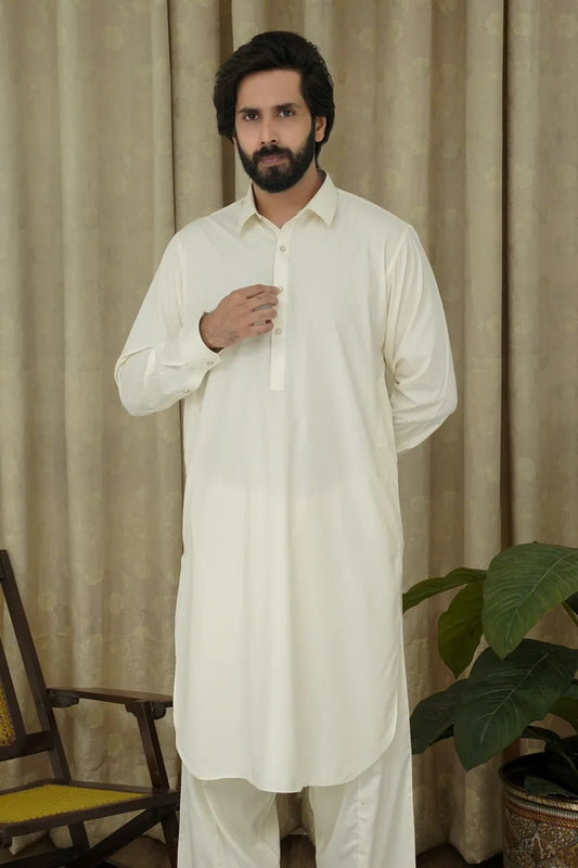Maqsood Garments - Collar Men's Shalwar Kameez - Boski