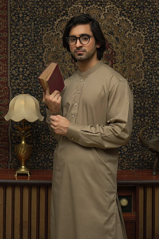 Maqsood Garments - Cotton Men's Kameez Shalwar - Brown