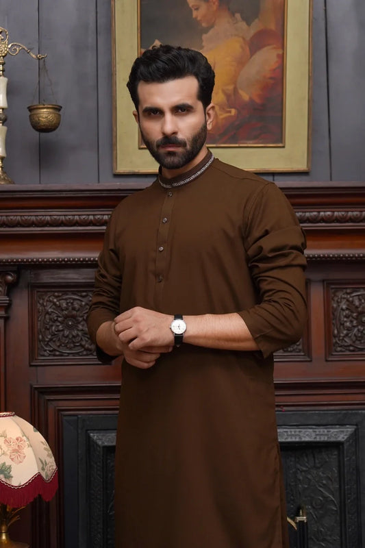 Maqsood Garments - Men's Wash & Wear Kurta - Brown
