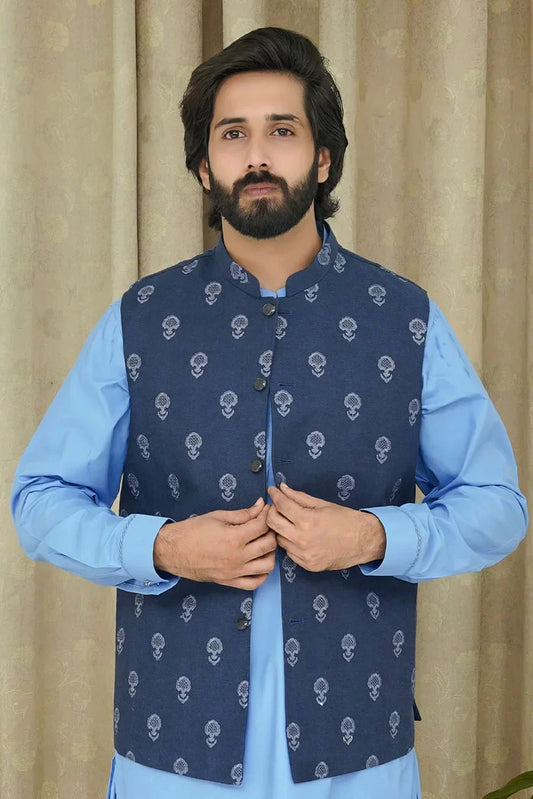 Maqsood Garments - Embroidery Men's Waistcoat - Blue